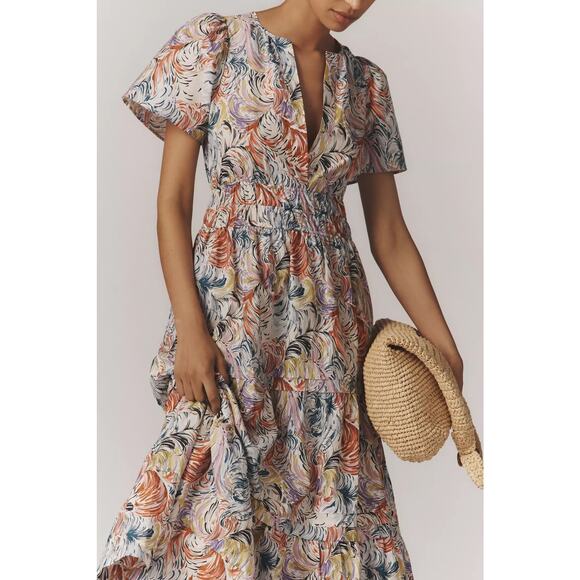 nwt by ANTHRPOLOGIE sz L Somerset Maxi Dress Mulberry Motif - Picture 2 of 4